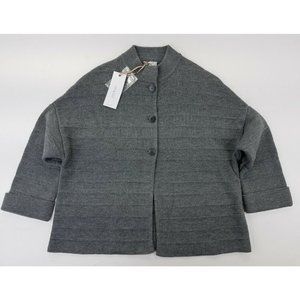 Gio & Gio Women’s Wool Blend 3 Button Cardigan Sweater L Gray Italy NEW B39